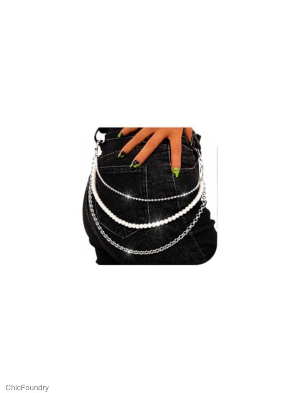 Layered Pearl Chain Y2K Jean Chain for Women